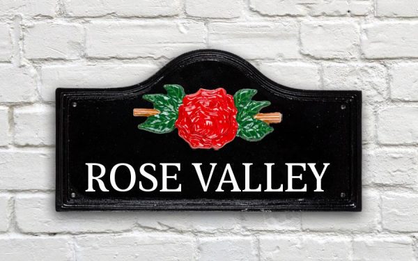 Tudor Rose Arch House Sign 15" X 8"