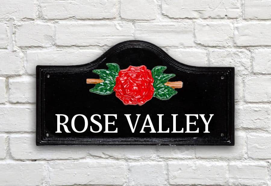 Tudor Rose Arch House Sign 15" X 8"