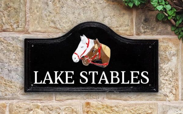 Twin Horse Head House Sign 15" X 8"