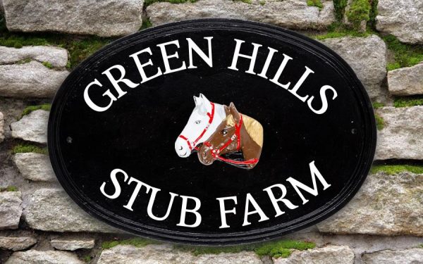 Twin Horse Heads Oval House Sign 16" X 11"