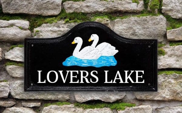 Twin Swans Tower House Sign 15" X 8"