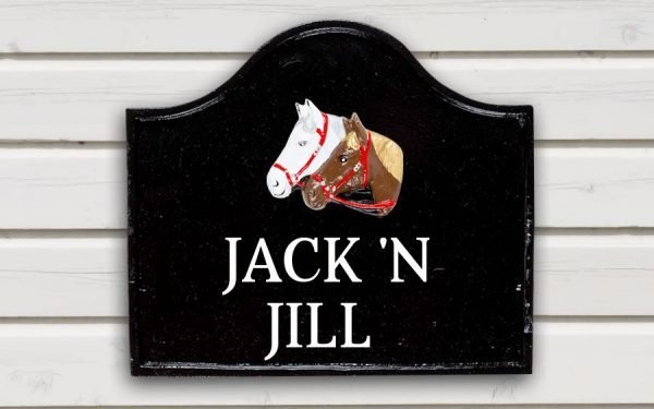 Twin Horse Head House Sign 12" X 11"