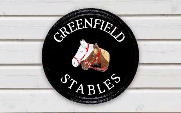 Twin Horse Head Round House Sign 12" Diameter