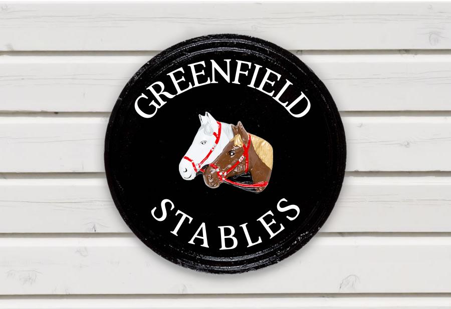 Twin Horse Head Round House Sign 12" Diameter