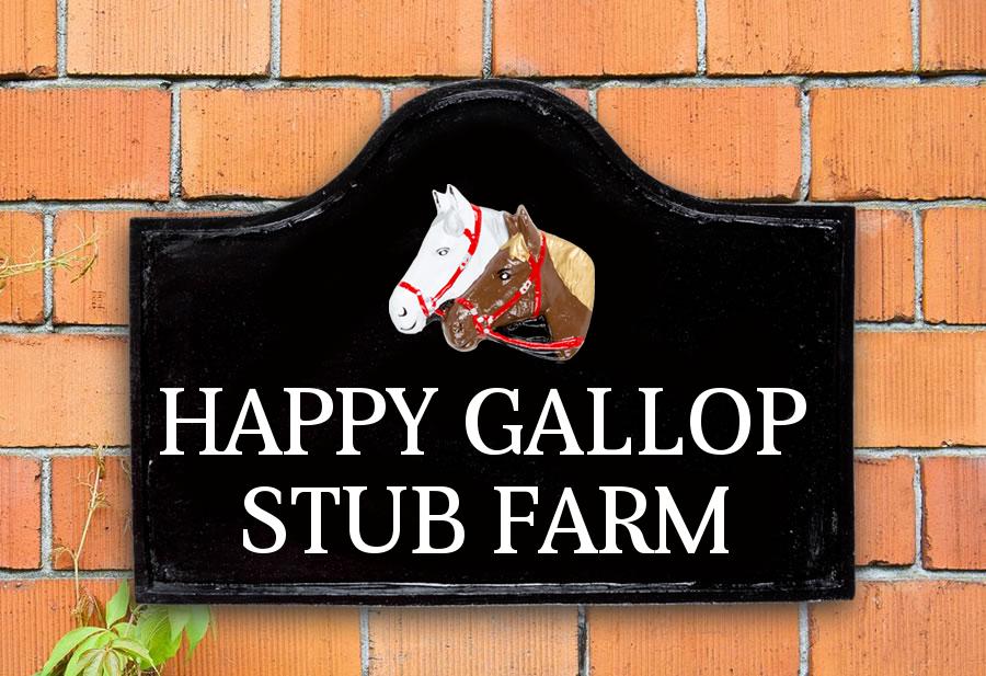 Twin Horse Head House Sign 15" X 11"