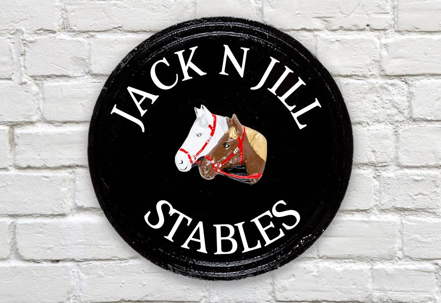 Twin Horse Head Round House Sign 14" Diameter