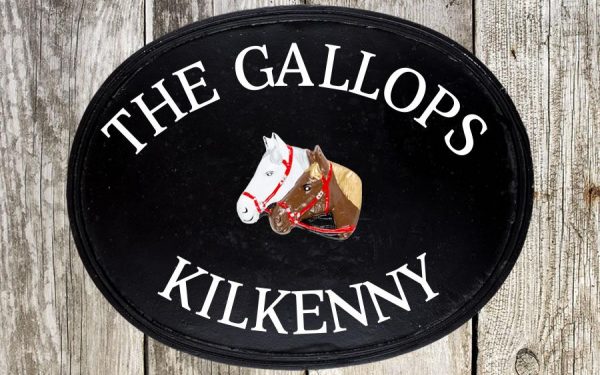 Twin Horse Head Oval House Sign 18" X 14"