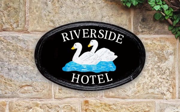 Twin Swans Oval House Sign 14" X 9"