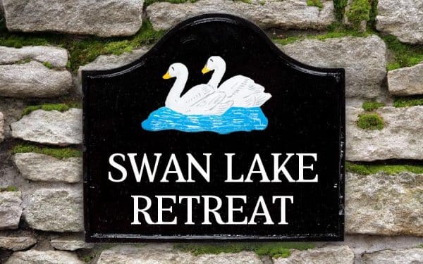 Twin Swans House Sign 12" X 11"