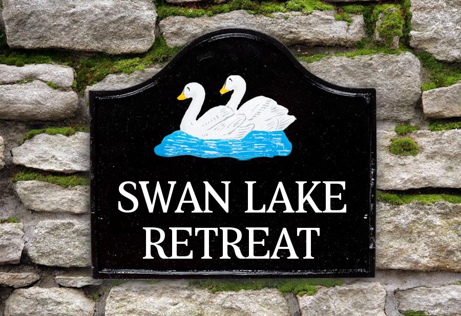 Twin Swans House Sign 12" X 11"
