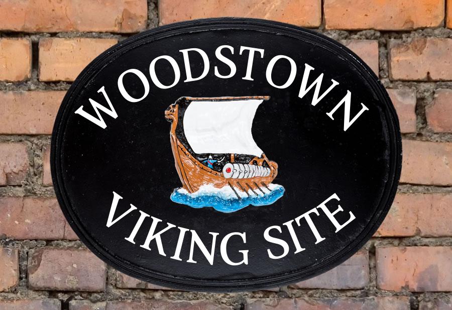 Viking Ship Oval House Sign 18" X 14"