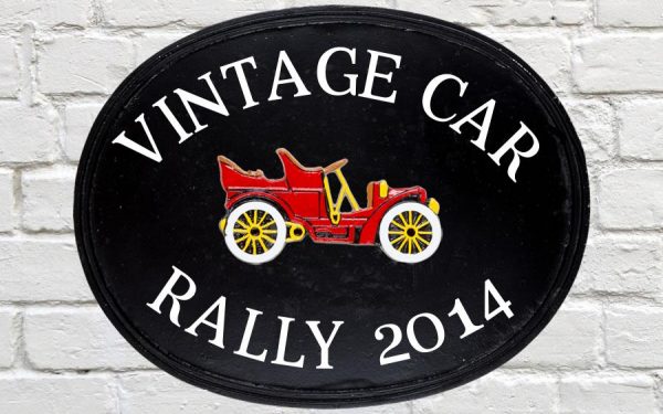 Open Vintage Car Oval House Sign 18" X 14"