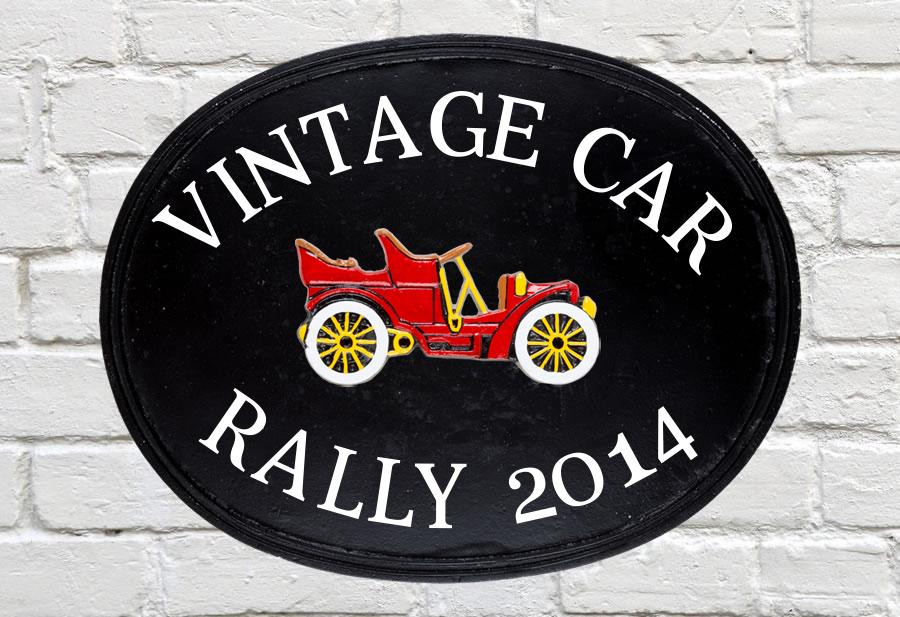 Open Vintage Car Oval House Sign 18" X 14"