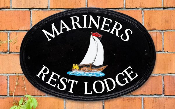 Yacht Oval House Sign 16" X 11"