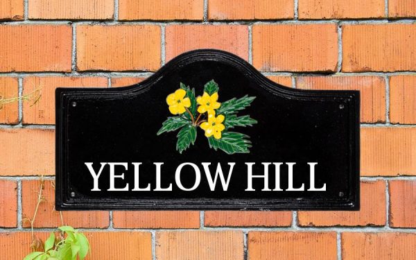Yellow Wood House Sign 15" X 8"