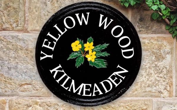 Yellow Wood Round House Sign 14" Diameter