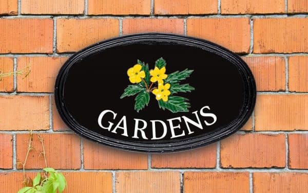 Yellow Wood Oval House Sign 12" X 7"