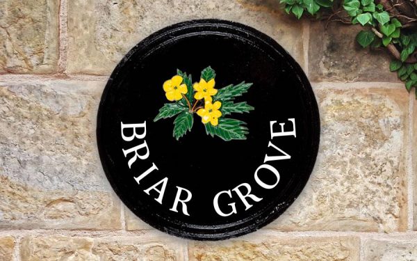 Yellow Wood Round House Sign 10" Diameter