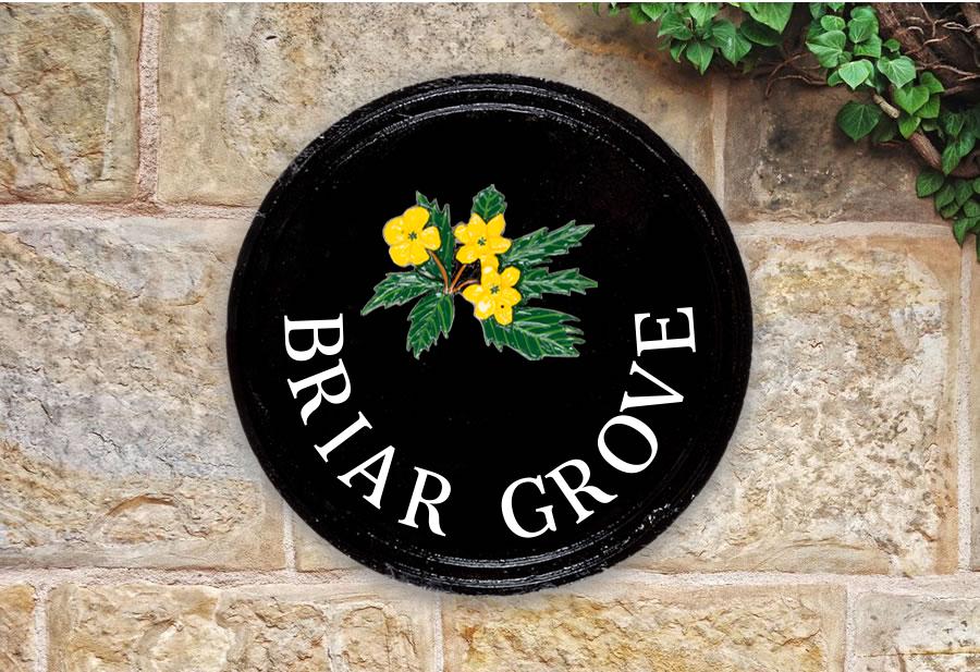 Yellow Wood Round House Sign 10" Diameter